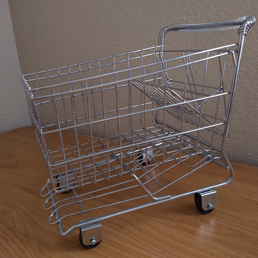 Miniature Silver Shopping Cart